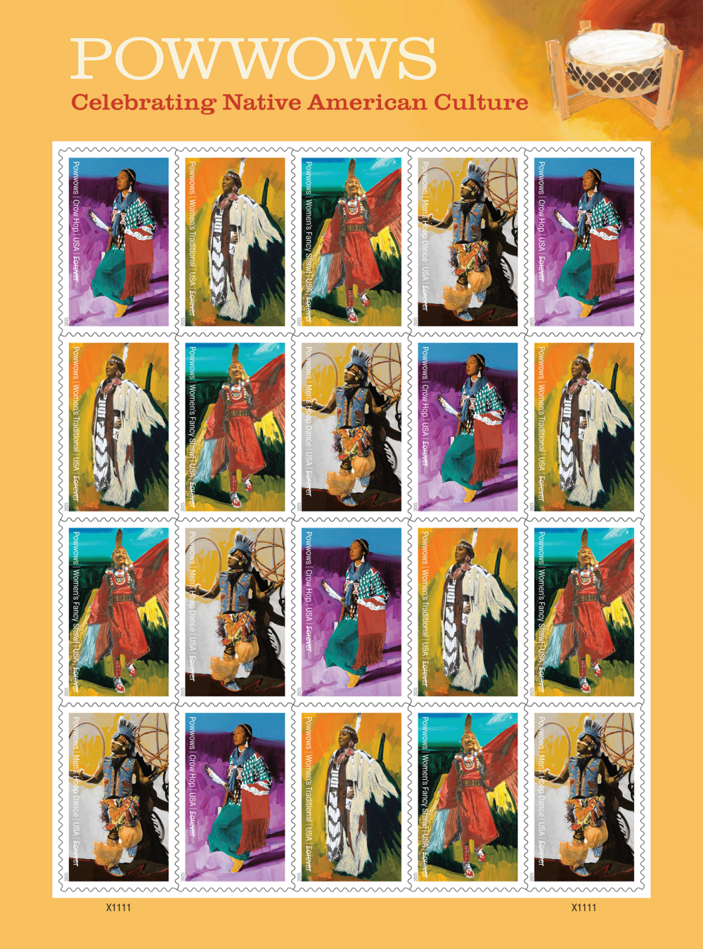 2025 Powwows Celebrating Native American Culture Stamps 100 pcs