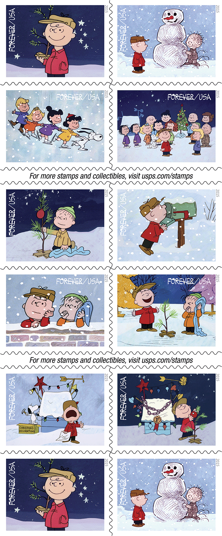 2015 A Charlie Brown Christmas Stamps