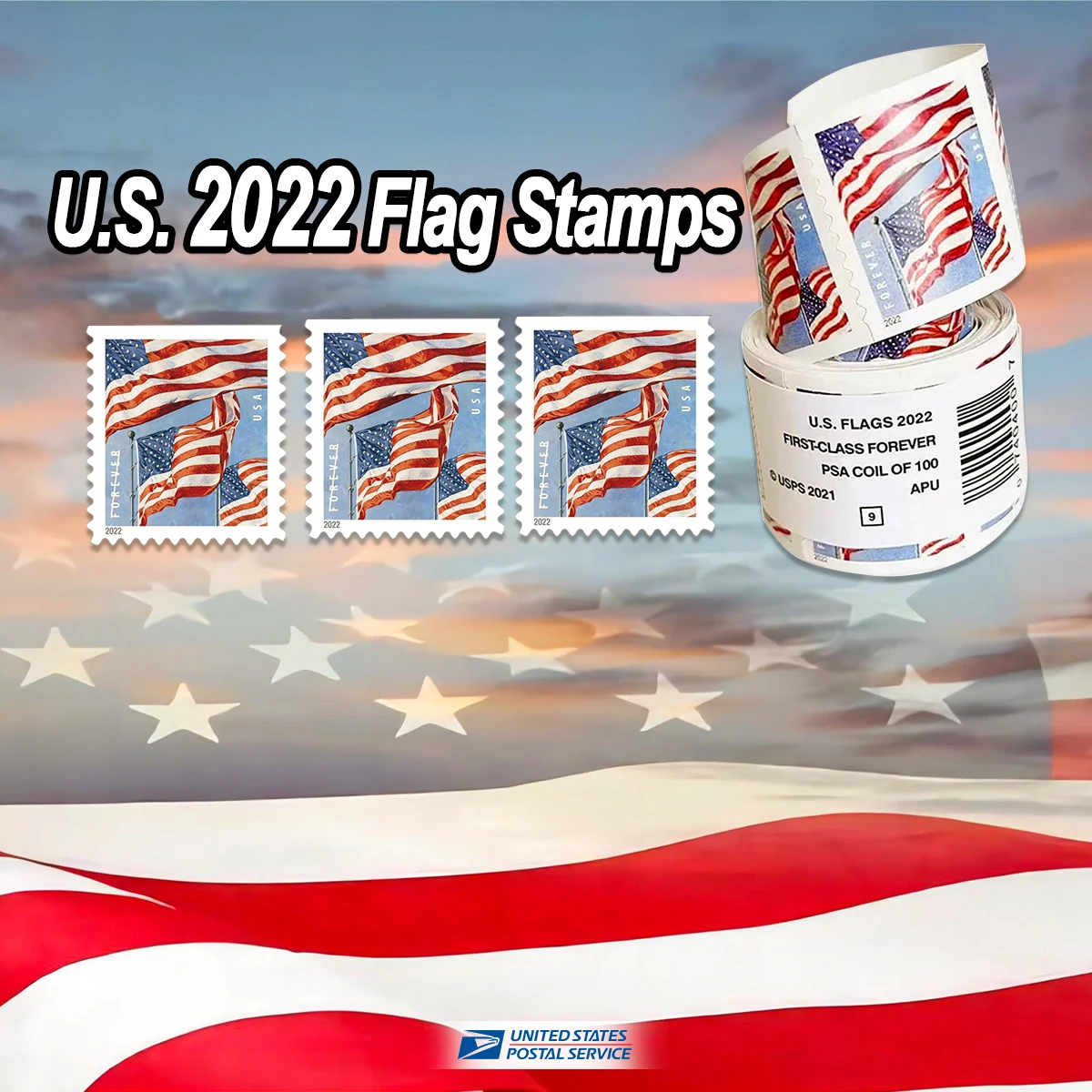 2022 U.S. Flag Forever Stamps 10 Rolls